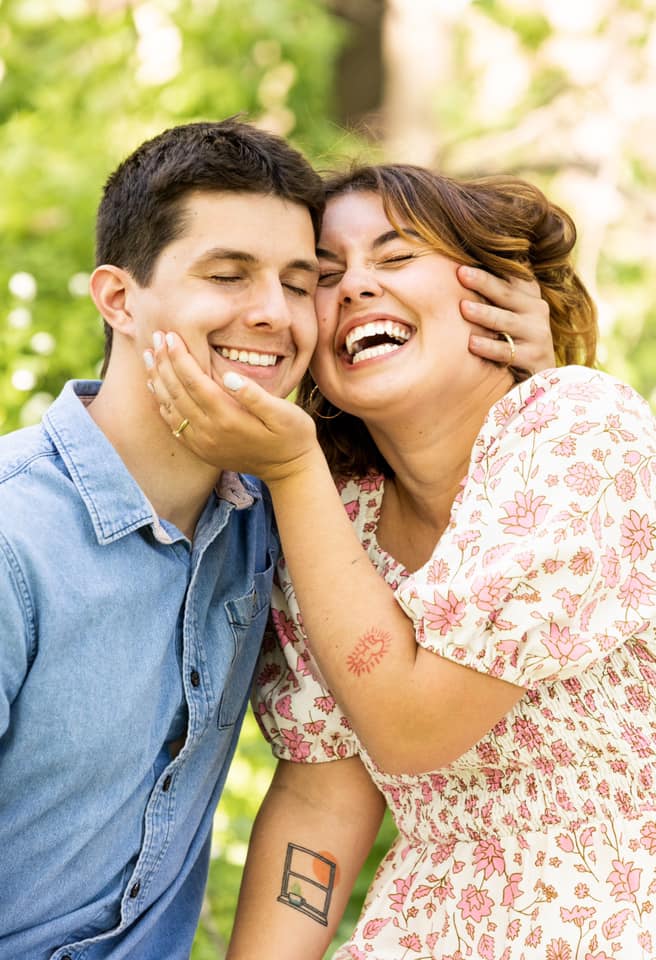 Couple laughing- Don't Skip This! Fun Engagement Photo Session Ideas