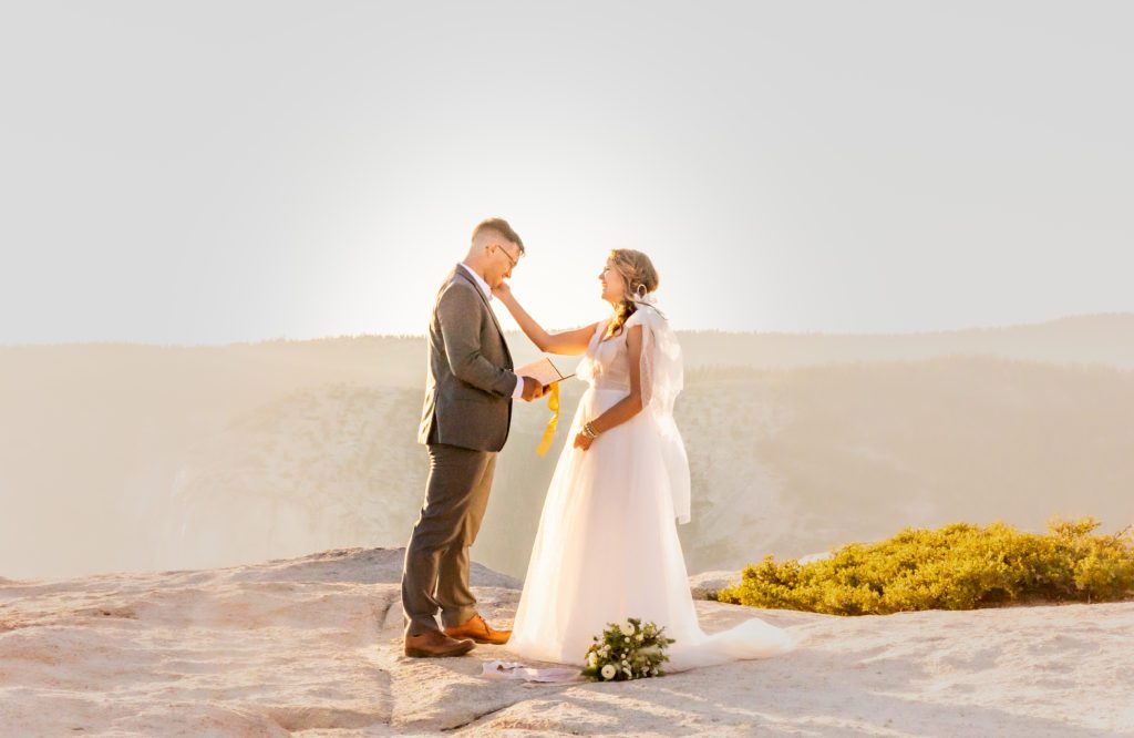 Groom and Bride Eloping at Taft Point- Here's How to Elope: Advice from an Elopement Photographer
